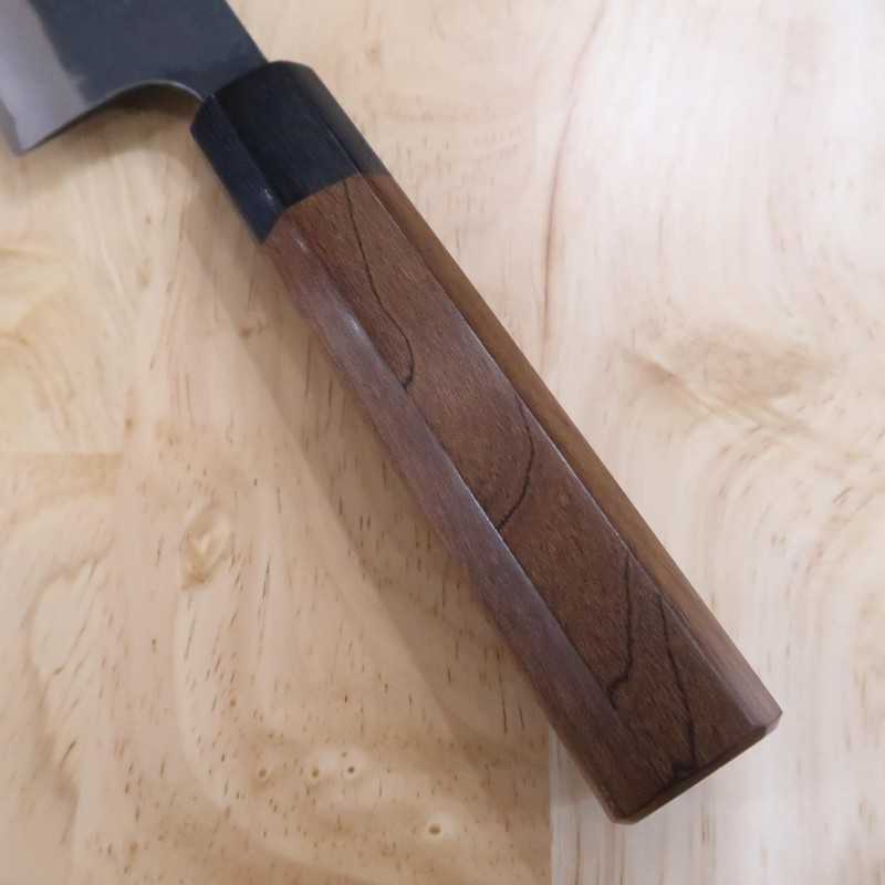 ANRYU, Santoku, Blue Steel Super, Kurouchi and Hammered Finish with Maple Octagonal Handle (165mm)