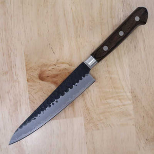 MIURA Petty Aogami Super steel Hammered Black finish Dark Brown Plywood Handle (135/150mm)