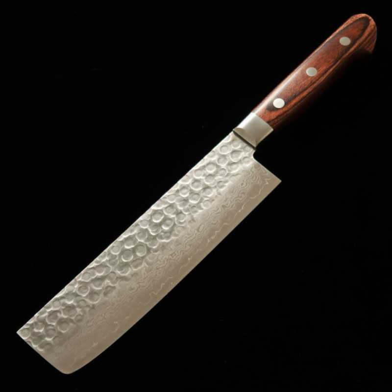 MIURA VG-10 Damas, manche en contreplaqué acajou, Nakiri (165 mm)