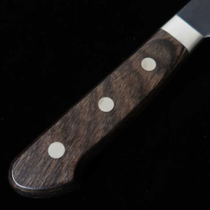 MIURA Aogami Super, martelé noir, Kiritsuke, garde marron foncé (210mm)