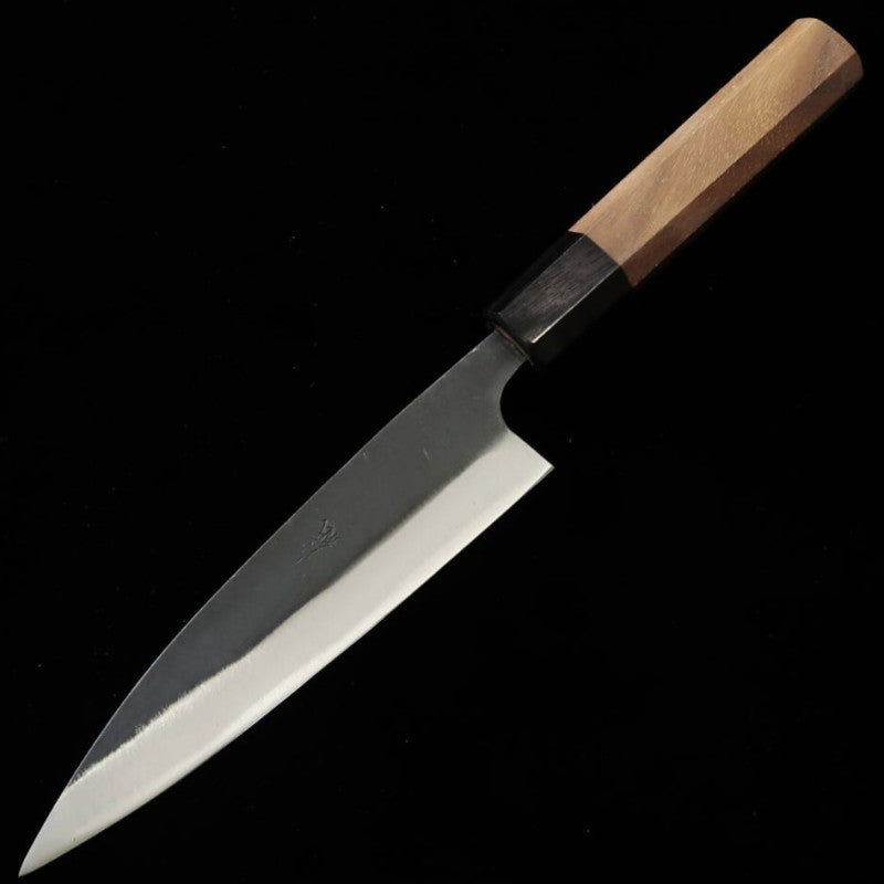 MIURA Miura cuchillo para jurel, acero azul nº 2 acabado forjado negro, mango de nogal (145 mm)