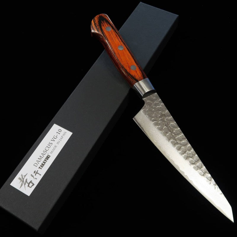 SAKAI TAKAYUKI Honesuki VG10 33-Layer Damascus Hammered Mahogany Handle (150mm) 