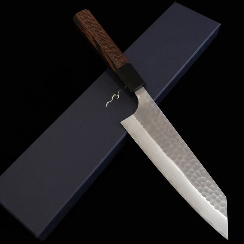 ANRYU Cuchillo Bunka Acero Azul No.2 Pulido Martillado Mango Octogonal Wengué (170 mm)
