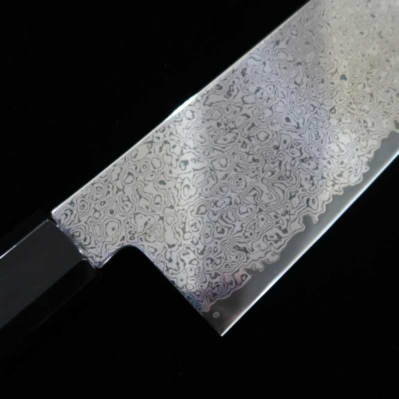 Miura 三浦 acero inoxidable VG10 damasco ennegrecido, cuchillo bunka (180 mm)