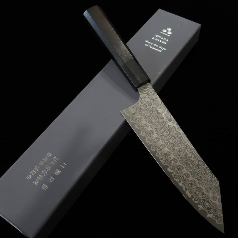  Bunka NIGARA SG2 Black Damascus Cabo em ebano (180mm)
