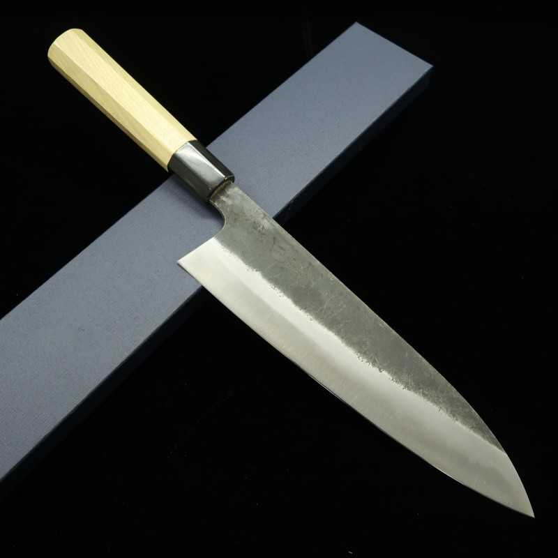 Gyuto MIURA Shirogami nº 1 com acabamento Kurouchi cabo octogonal (210-270mm)