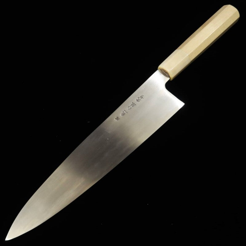 三浦頂MIURA Itadaki 田中義一 白紙二号 牛刀 Mヘアライン仕上げ 白水牛八角柄 (210/240mm)