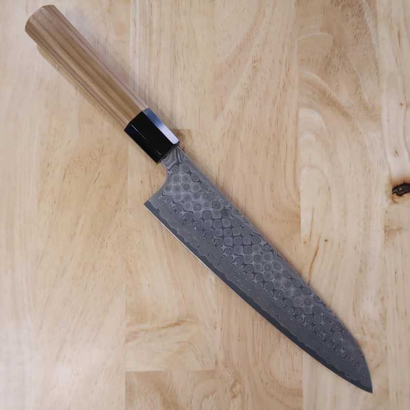 Forja de cuchillos Nitō NIGARA Anmon Gyuto SG2 mango octogonal de teca (210/240 mm)