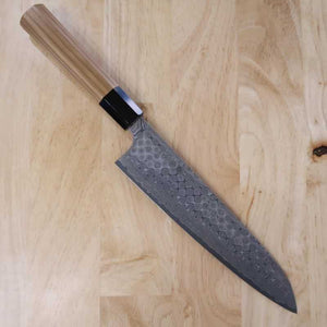 二唐刃物鍛造所NIGARA 暗紋 牛刀 SG2 チーク八角柄 (210/240mm)