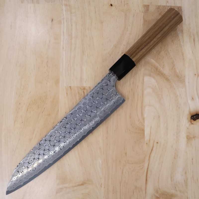 二唐刃物鍛造所NIGARA 暗紋 牛刀 SG2 チーク八角柄 (210/240mm)