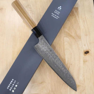 二唐刃物鍛造所NIGARA 暗紋 牛刀 SG2 チーク八角柄 (210/240mm)