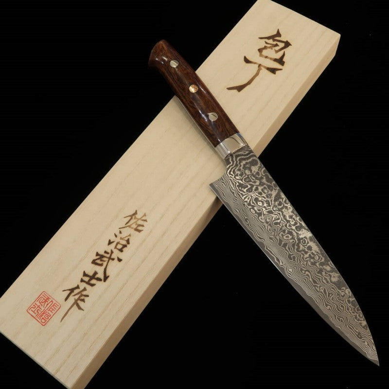 佐治武士SAJI TAKESHI 牛刀 R2  黒染めダマスカス アイアンウッド（180-240mm）