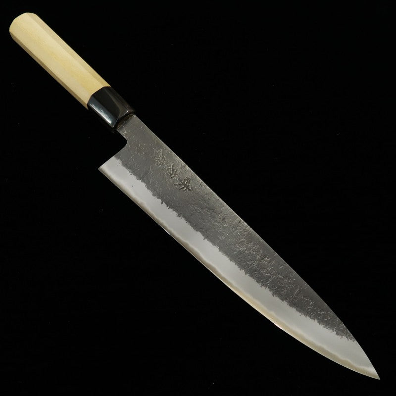 Gyuto AJikataya Hinoura Shirogami No. 2 Acabamento Kurouchi Cabo em Magnólia  octogonal (210/240mm)