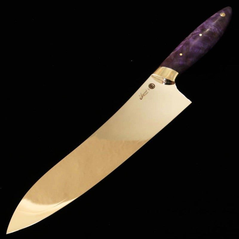 Asurah Knives × Miura VG10, finition miroir, manche custom bleu, Gyuto (210 mm)