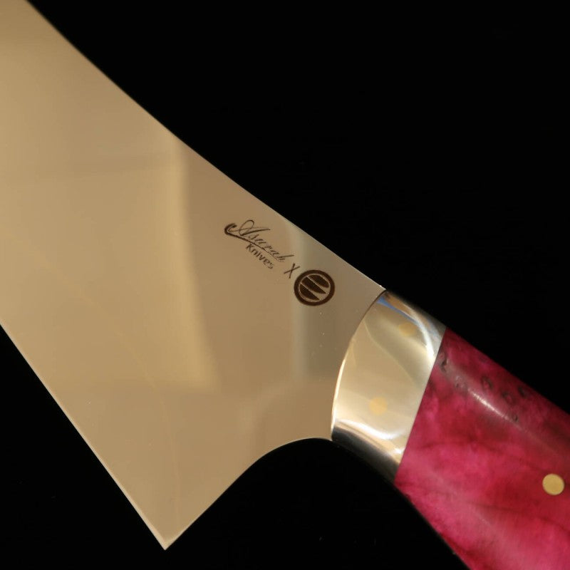 Asurah Knives × Miura MIURA, VG10, finition miroir, manche customisé rose, couteau de chef Gyuto (210 mm)