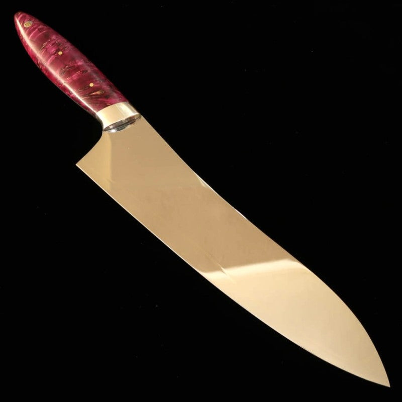 Asurah Knives × MIURA cuchillo de chef (gyuto) VG10, acabado espejo, mango personalizado rojo (210 mm)