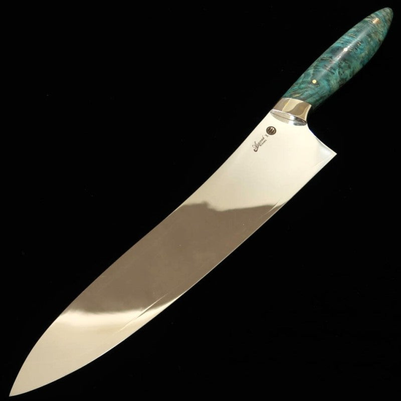 Asurah Knives × MIURA VG10, finition miroir, manche personnalisé vert, Gyuto (240mm)