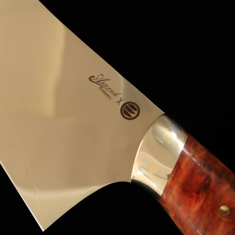 Gyuto Asurah x Miura VG10 Acabamento Espelhado Cabo Personalizado Laranja (240mm)