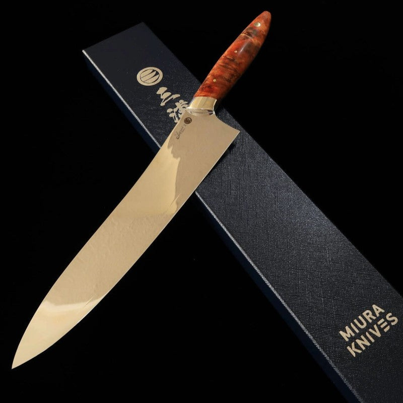 Asurah Knives × 三浦MIURA  VG10 鏡面仕上げ カスタムハンドル オレンジ  牛刀 (240mm)