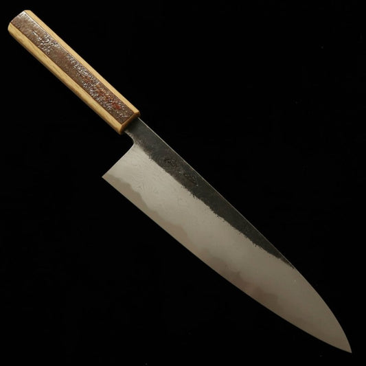 刃道 HADO 牛刀 青紙一号 黒打ち ダマスカス 桜皮霜降柄 （240ｍｍ）