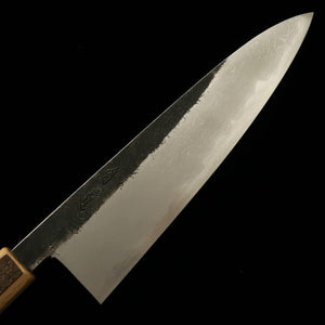 HADO Gyuto, acier bleu n°1, finition kuro-uchi, damas, manche en écorce de cerisier marbrée (210/240 mm)