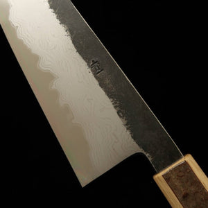 HADO Gyuto, acier bleu n°1, finition kuro-uchi, damas, manche en écorce de cerisier marbrée (210/240 mm)