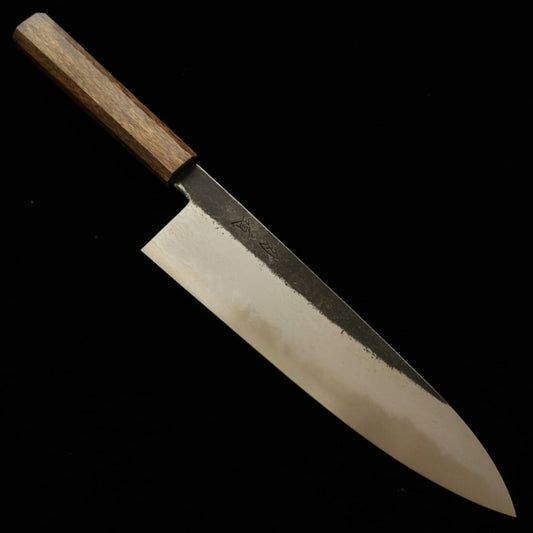 刃道HADO 青紙一号 黒打ち ダマスカス 牛刀 樫黒八角柄 （240mm）