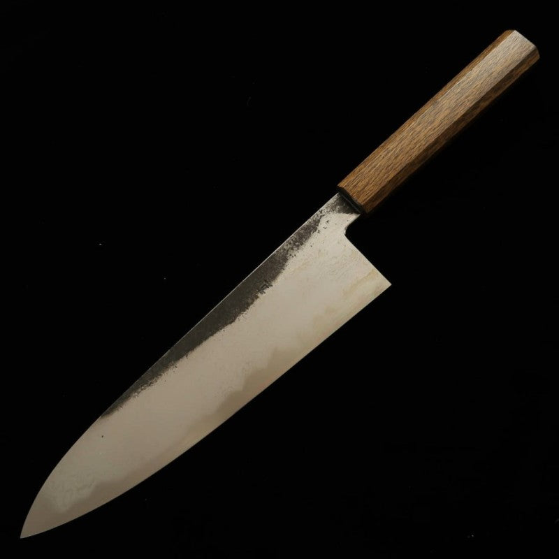 Gyuto HADO Aogami no.1 damasco acabado negro, mango octogonal de roble negro (210/240 mm)