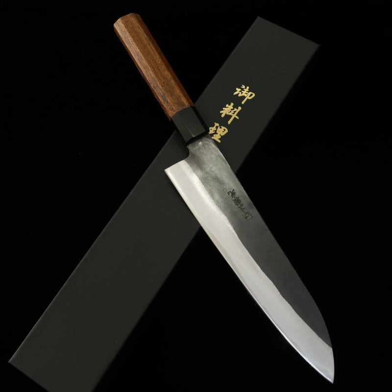 HIDARI YORIMITSU Gyuto Aogami 1 Finition brute Manche en bois de fer (210 mm)