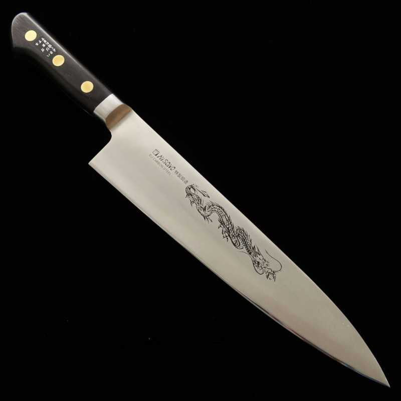 MISONO Misono EU Carbon cuchillo gyuto con grabado de dragón (210-300 mm)