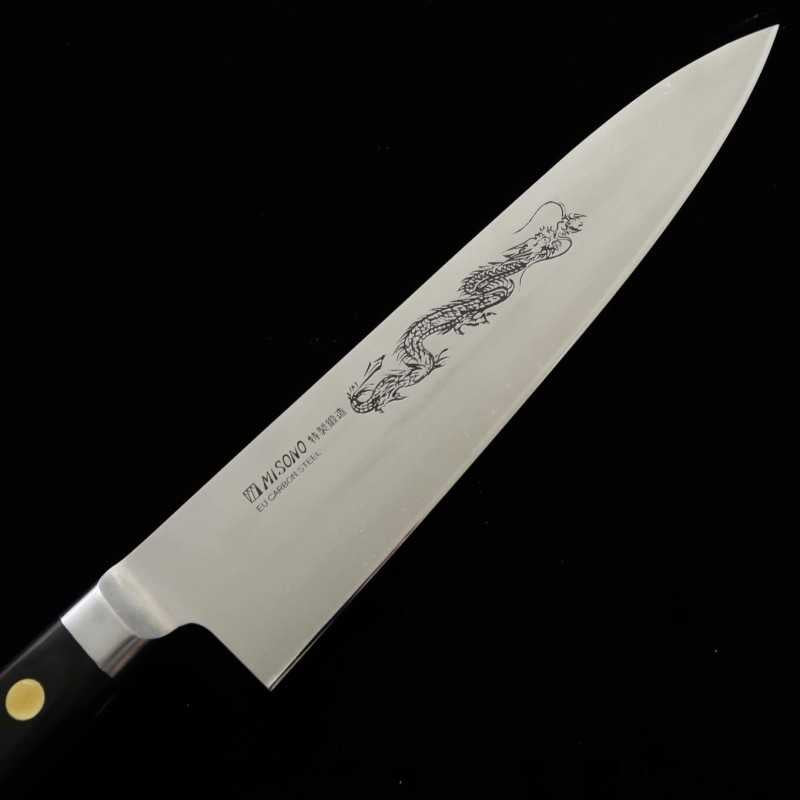MISONO Misono EU Carbon cuchillo gyuto con grabado de dragón (210-300 mm)