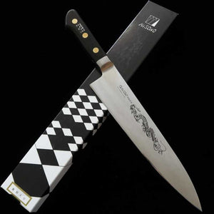 MISONO Misono EU Carbon cuchillo gyuto con grabado de dragón (210-300 mm)