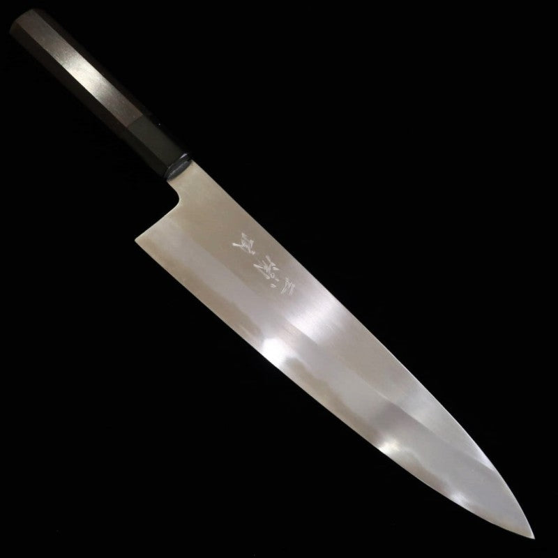 Gyuto MIURA Miura Itadaki White Steel Shinogi Finish Ebony Octagonal Handle (240mm) 
