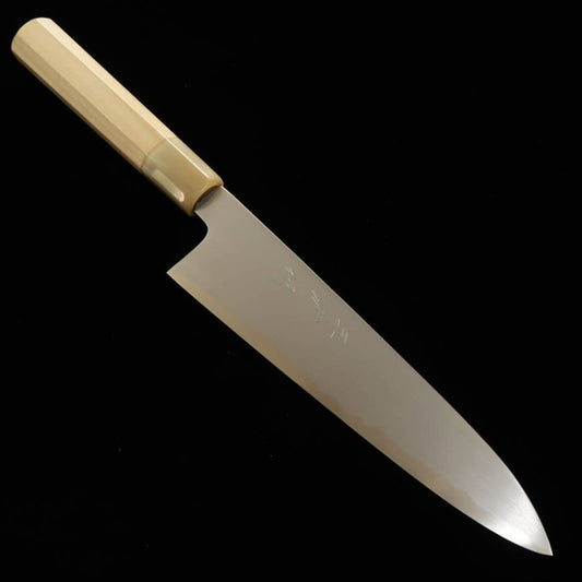 Gyuto MIURA Obidama White Steel, Fully Blurred Finish, Magnolia Octagonal Handle (210mm) 