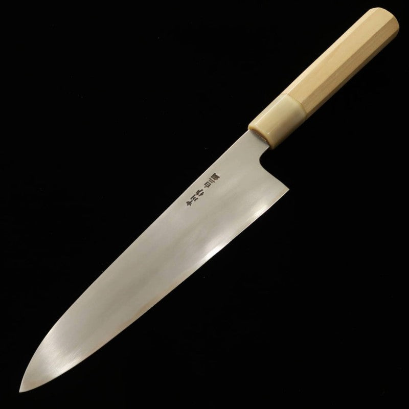 三浦 佩 MIURA Obidama 牛刀 白紙二号 総ボカシ仕上げ 朴八角柄 (210mm)