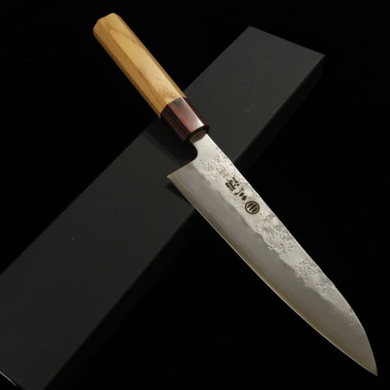 三浦 MIURA 牛刀 銀紙三号 梨地 欅八角柄 (180mm)