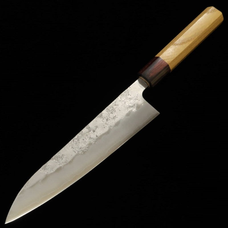 三浦 MIURA 牛刀 銀紙三号 梨地 欅八角柄 (180mm)