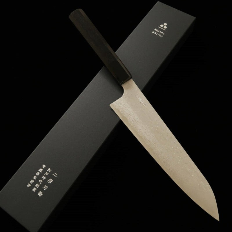 NIGARA Gyuto VG XEOS Hammered Damascus Ebony Handle (210/240mm) 