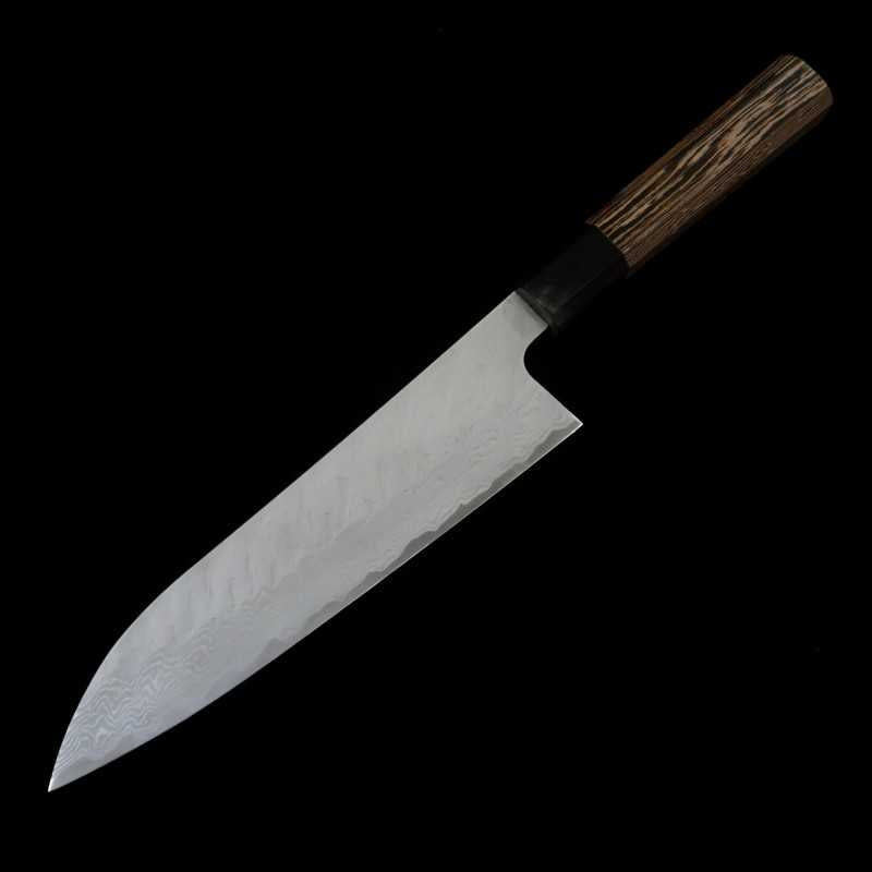 Gyuto NIGARA VG10 aço damasco martelado com cabo wengué (210/240mm)