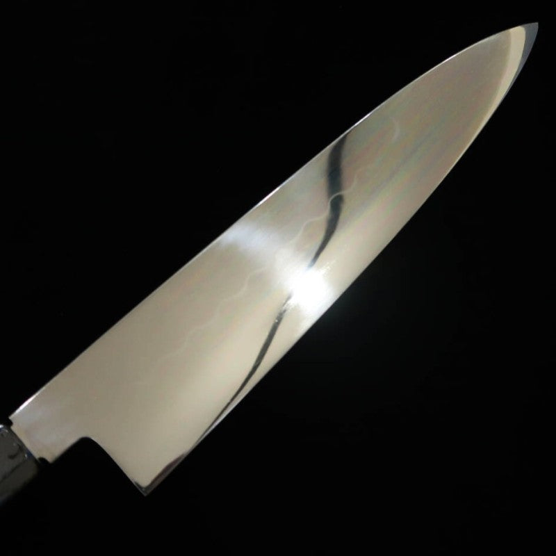 SUISIN Gyuto Honyaki Yoshikazu Ikeda Shirogami No. 3 Ebony Silver Wrapped Handle and Magnolia Sheath (240mm) 