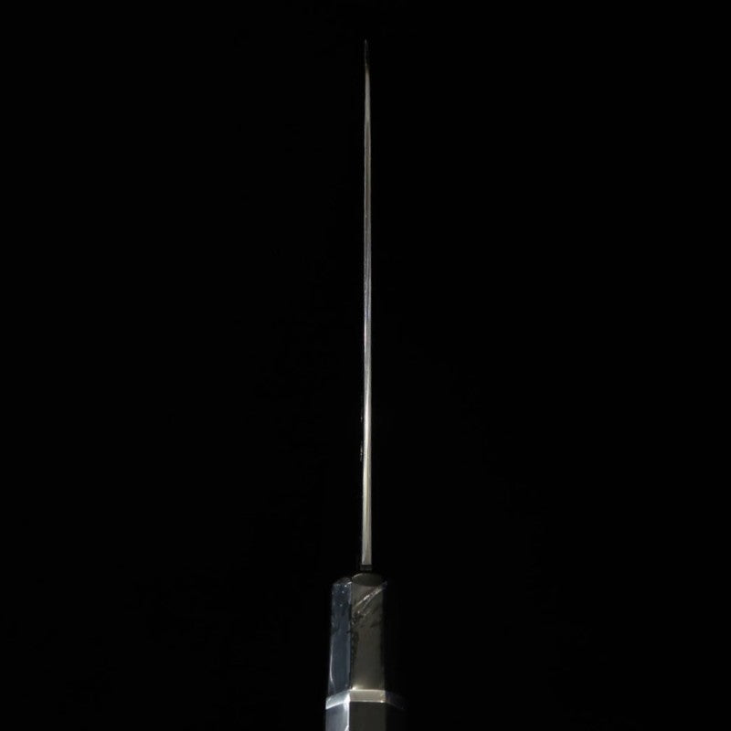 SUISIN Gyuto Honyaki Yoshikazu Ikeda Shirogami No. 3 Ebony Silver Wrapped Handle and Magnolia Sheath (240mm) 
