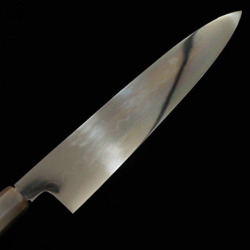 SUISIN Gyuto Mizu-Honyaki Yoshikazu Ikeda White steel No.1  Ebony silver-wrapped handle Full mirror finish Gusset polished Lacquered sheath Nishiki bag Paulownia box (240mm) 