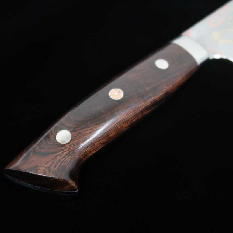 Takeshi Saji Aogami No. 2 Gyuto Colored Damascus Ironwood Handle (180-240mm)