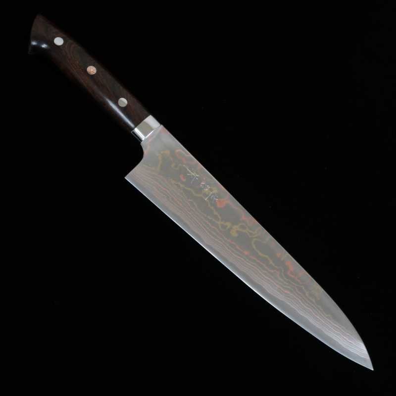 SAJI TAKESHI Saji Takeshi Acero azul nº2 damasco coloreado cuchillo de chef mango de ironwood (180-240 mm)