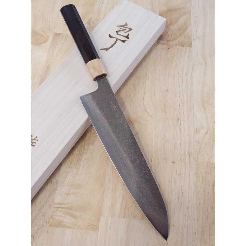 佐治武士 SAJI TAKESHI VG10 有色ダマスカス 牛刀 紫檀八角柄 (180-240mm)