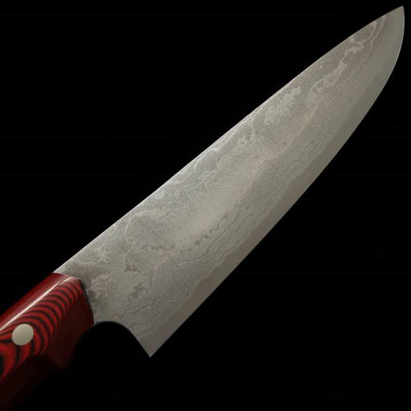 Kazuo NOMURA Aogami 2 Mokume Gyuto Manche micarta rouge (180/210 mm)