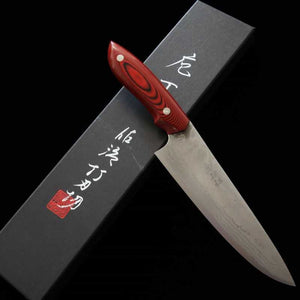 Kazuo NOMURA Aogami 2 Mokume Gyuto Manche micarta rouge (180/210 mm)