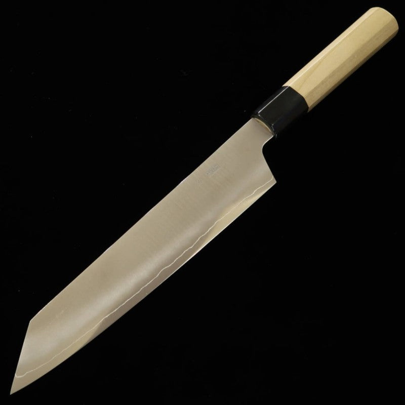 堺菊守 SAKAI KIKUMORI 菊月 銀 切付牛刀 銀紙三号 朴八角柄  (210mm)