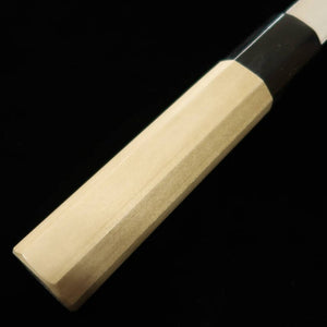 堺菊守 SAKAI KIKUMORI 菊月 銀 切付牛刀 銀紙三号 朴八角柄  (210mm)