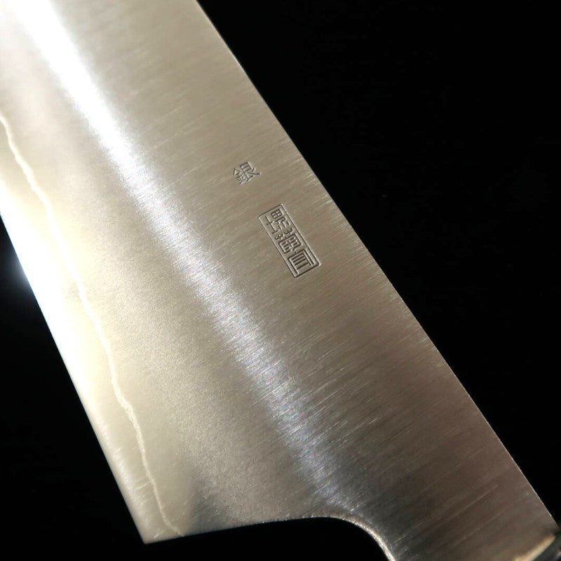 堺菊守 SAKAI KIKUMORI 菊月 銀 切付牛刀 銀紙三号 朴八角柄  (210mm)